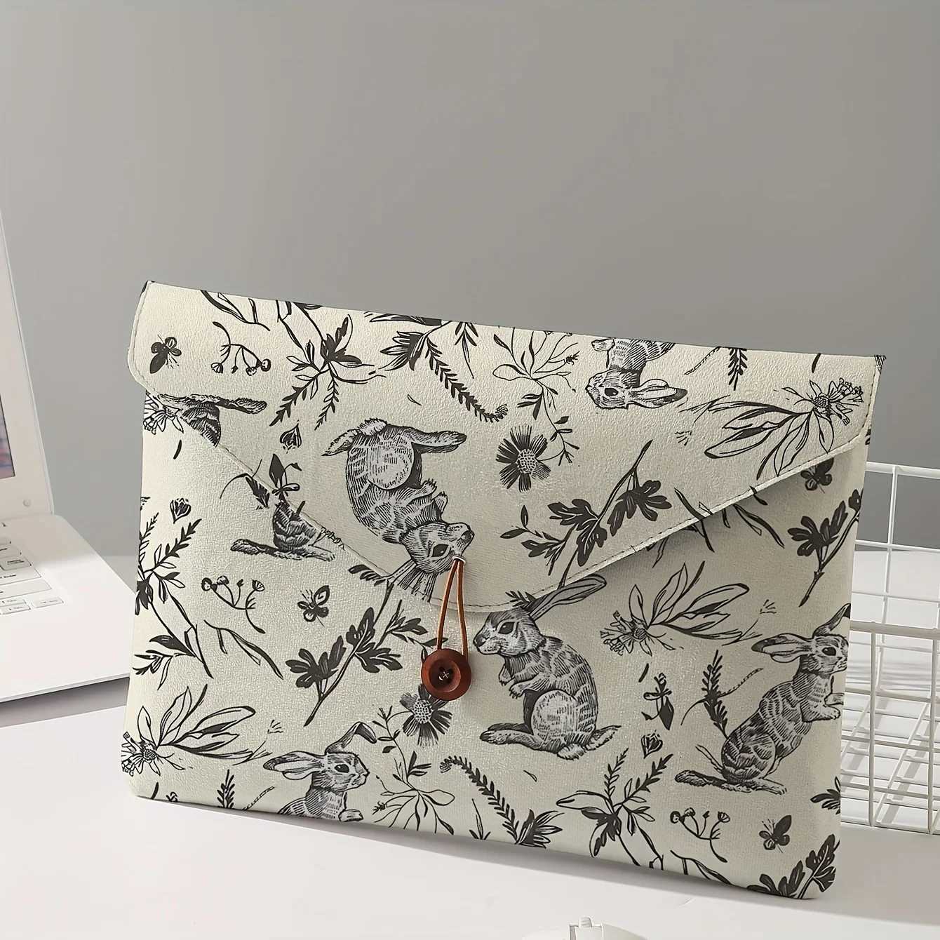 Rabbit print pattern laptop bag with soft laptop fabric cover suitable for laptop soft cover storage and tablet storage bagT251208
