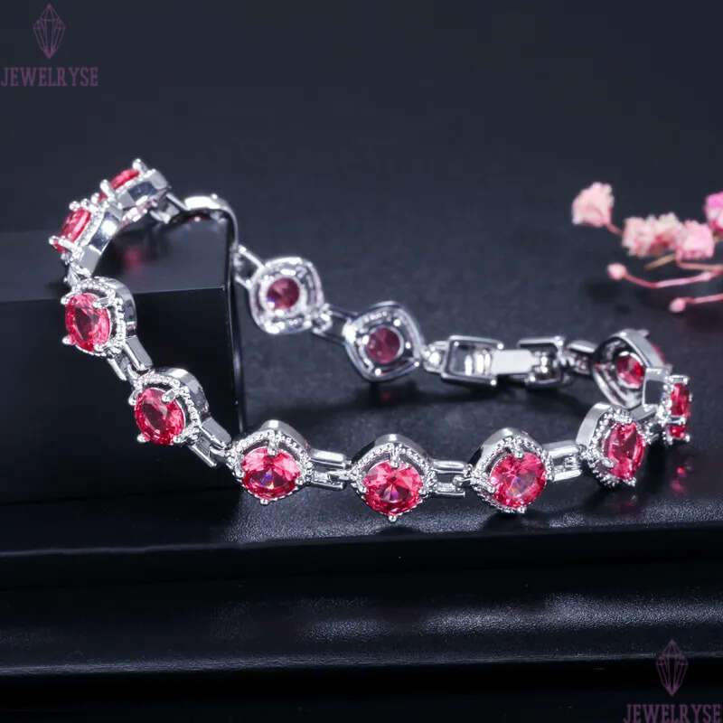 Charm bracelet AAA cubic zirconia bracelets white ruby purple green emerald copper crysatal silver bangles jewelry for Teen girls women gift