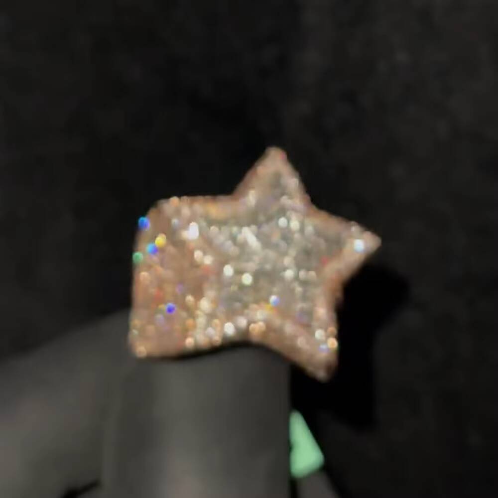 Star Shaped Iced Out Ring 925 Sterling Silver VVS Moissanite Hip Hop Statement Jewelry