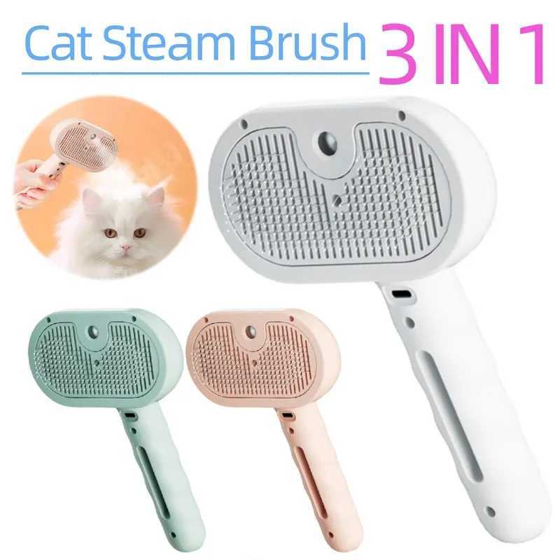 3 in 1 Cat Steam Brush with Release Button Cat Grooming Brush Rechargeable Cat Hair Brush Pet Brush for Cats Dogs Small Animals M251208