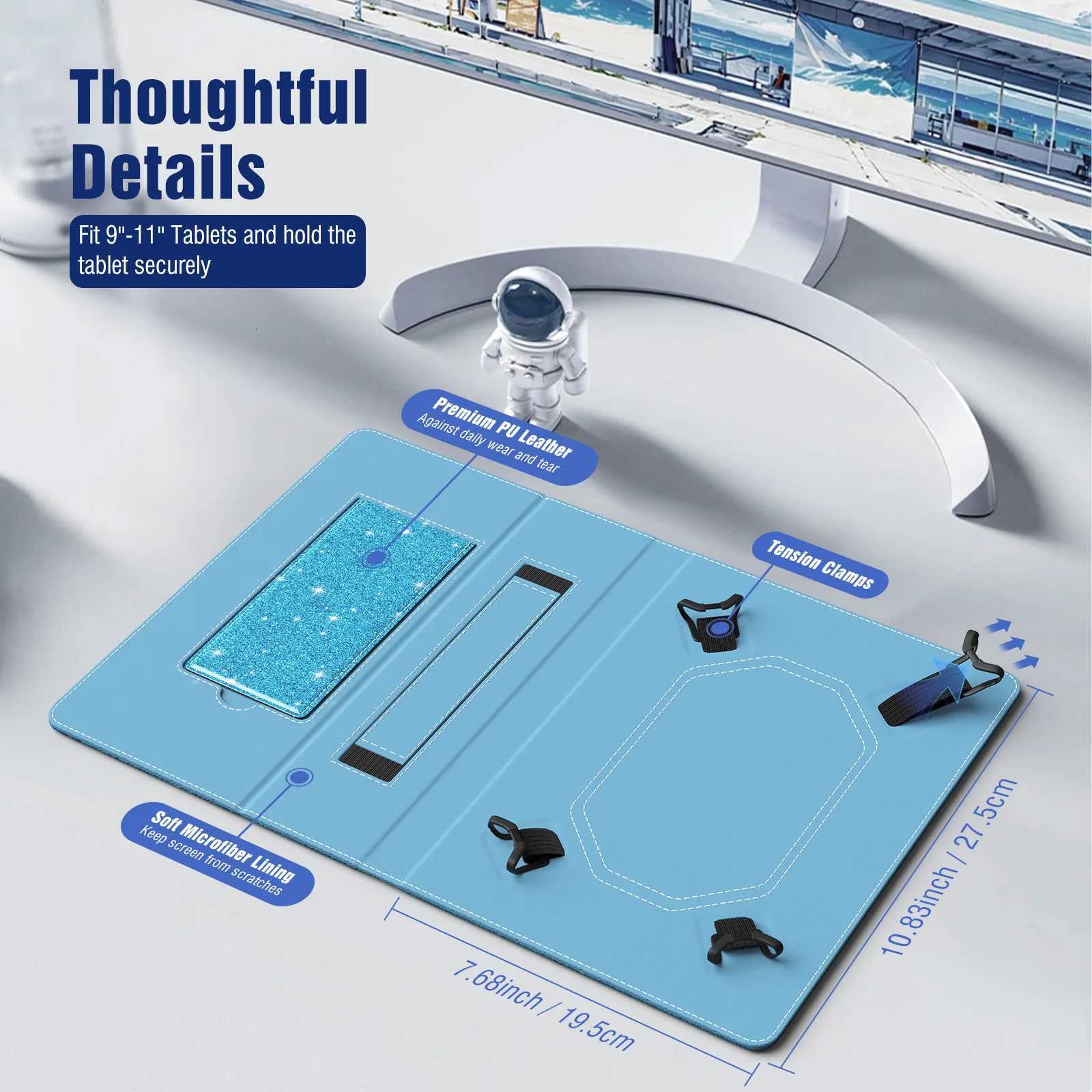 Universal Case for 101 Inch Android Tablet with Pen LoopLightweight Folding Stand Cover with Hand Strap for All 9-11 Tablet C251208