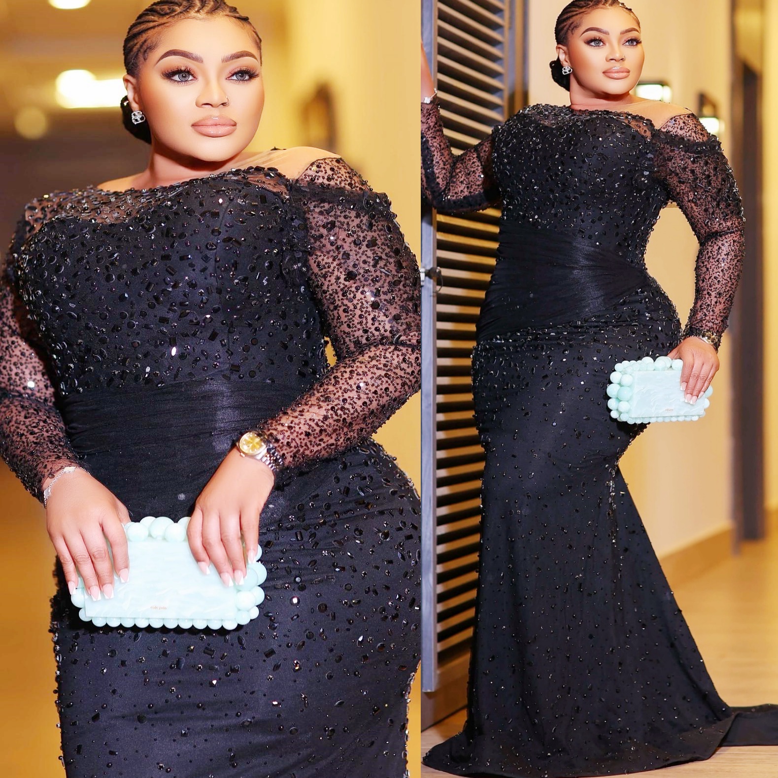 Aso Ebi Black Mermaid Prom Dresses 2026 Beaded Crystals Sequined Evening Formal Party Second Birthday Engagement Gowns Plus Size Dress For Special Occ
