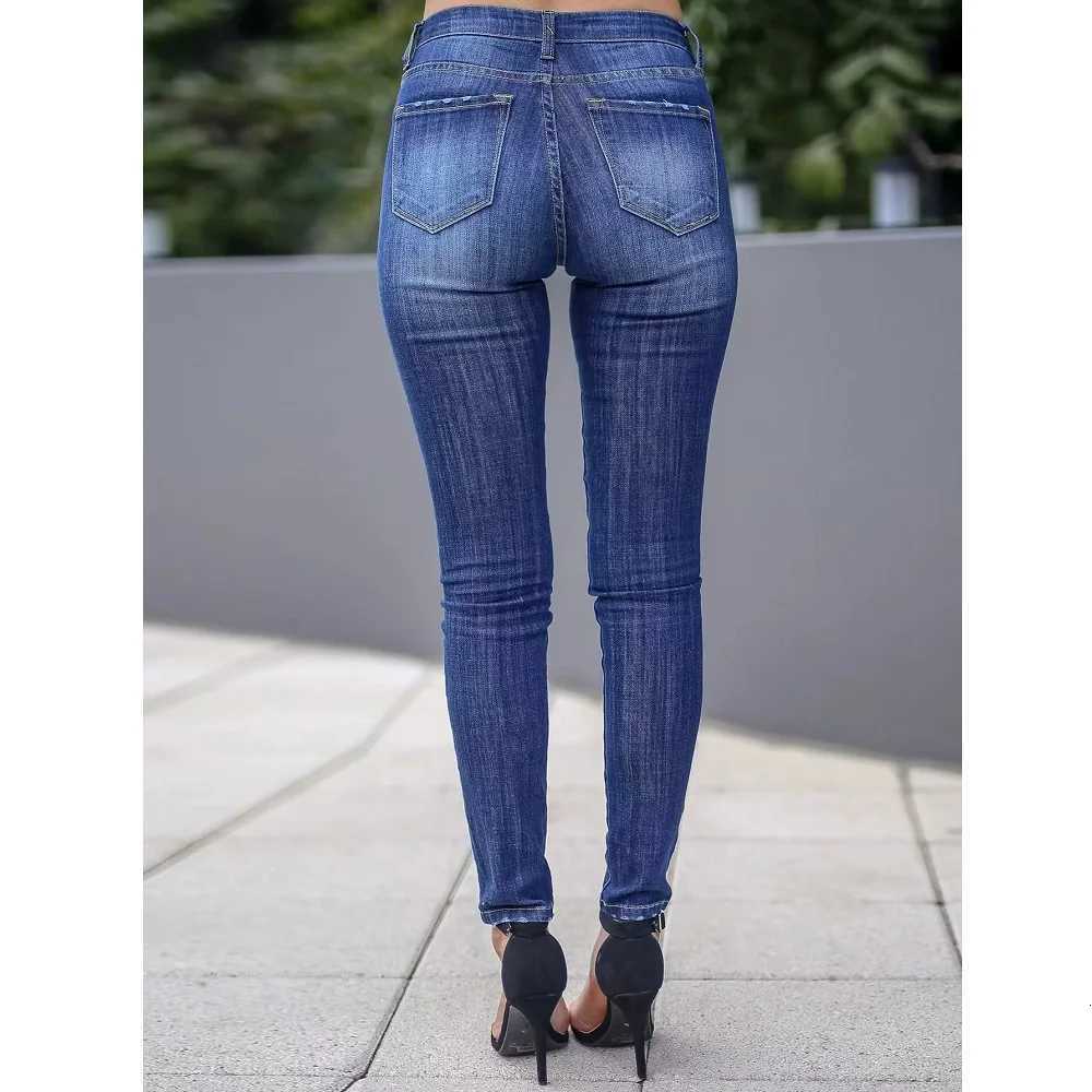 Women Newest Slim Stretch Jeans Solid Color Skinny Pencil Pants Ladies Full Length Denim JeansT251208