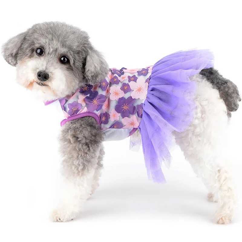 Lovely Small Dog Dress Female Tiny Puppy Clothes Girl Tutu for Dogs Dresses Harness Birthday Apparel Purple Luxury Pet Clothes M251208