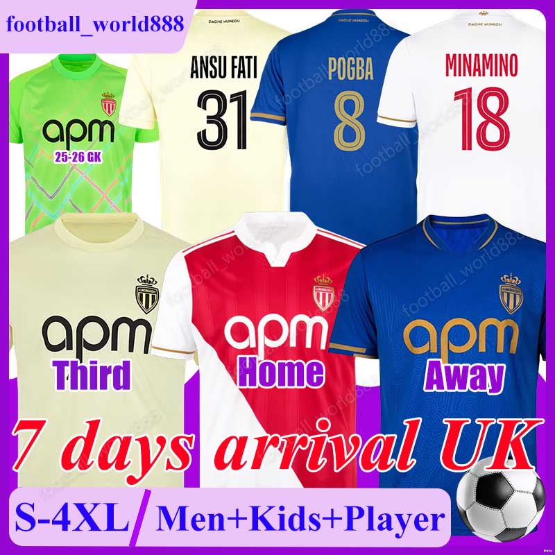 4XL maillot AS Monaco 25 26 Soccer Jerseys POGBA 2025 Football Shirts ANSU FATI MINAMINO BALOGUN Football Shirts ILENIKHENA MIKA DIER TEZE Men Kids Kit Socks Sets