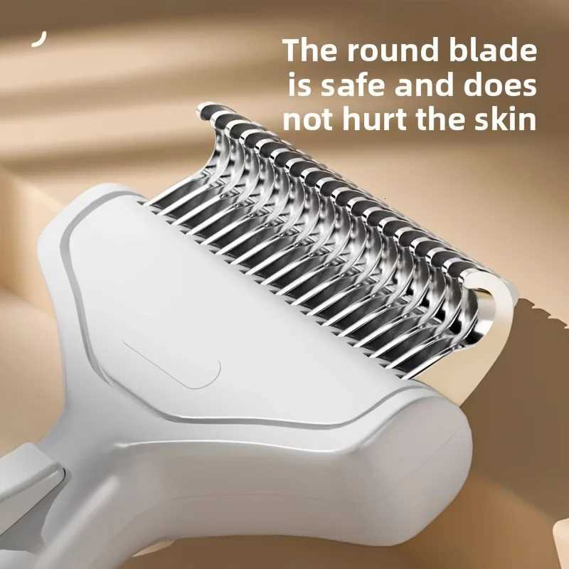 1PC Floating Stainless Steel Dog Hair Removal Brush for Long Hair Breeds Puppy Cat Comb Pet Grooming Products Curved Design M251208 - view 4