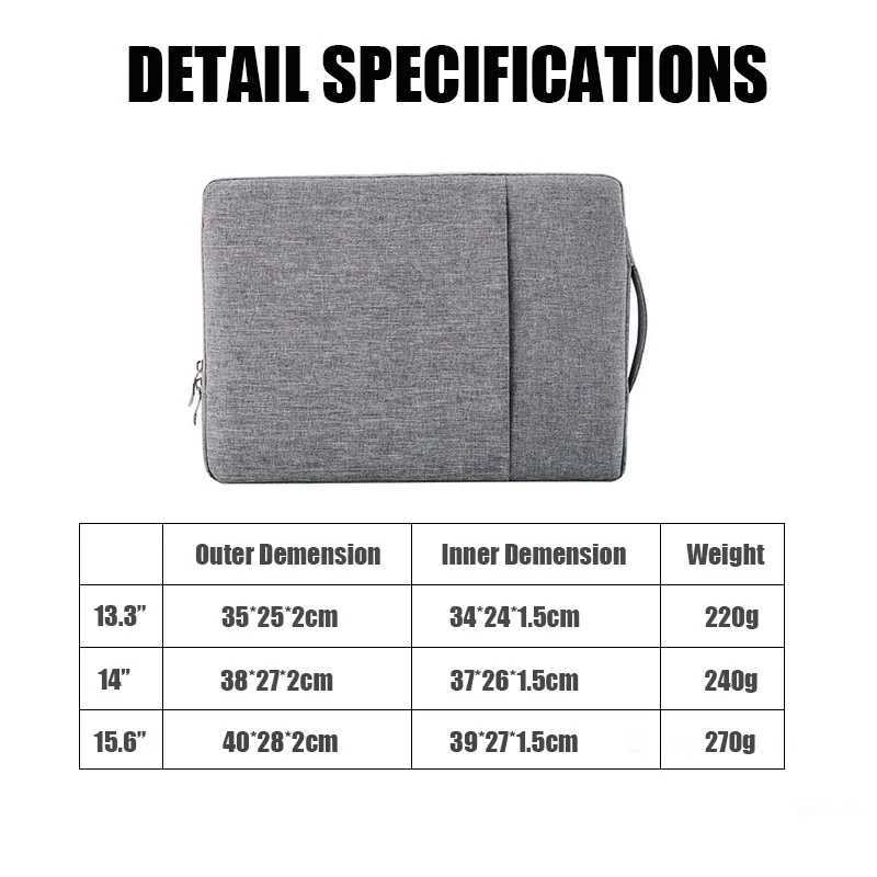 Portable Laptop Bag 13 14 156 Inch Travel Carrying Sleelve Case Storage Bag Soft Cover for Macbook Air 13 Case Huawei/Xiaomi/HPT251208
