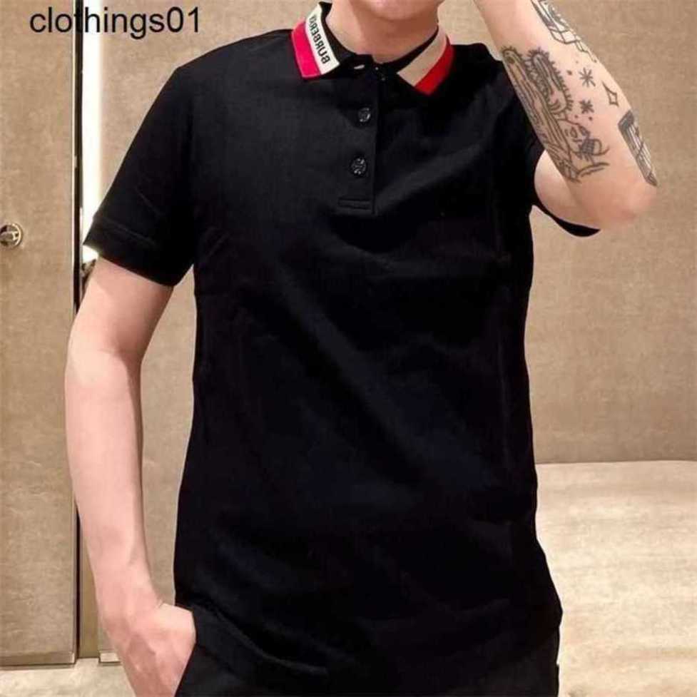 burbrerys New cotton beaded polo shirt classic British collar color block letter short sleeve top burberrys2 Burberrys burberrypolo QUWI NSKE