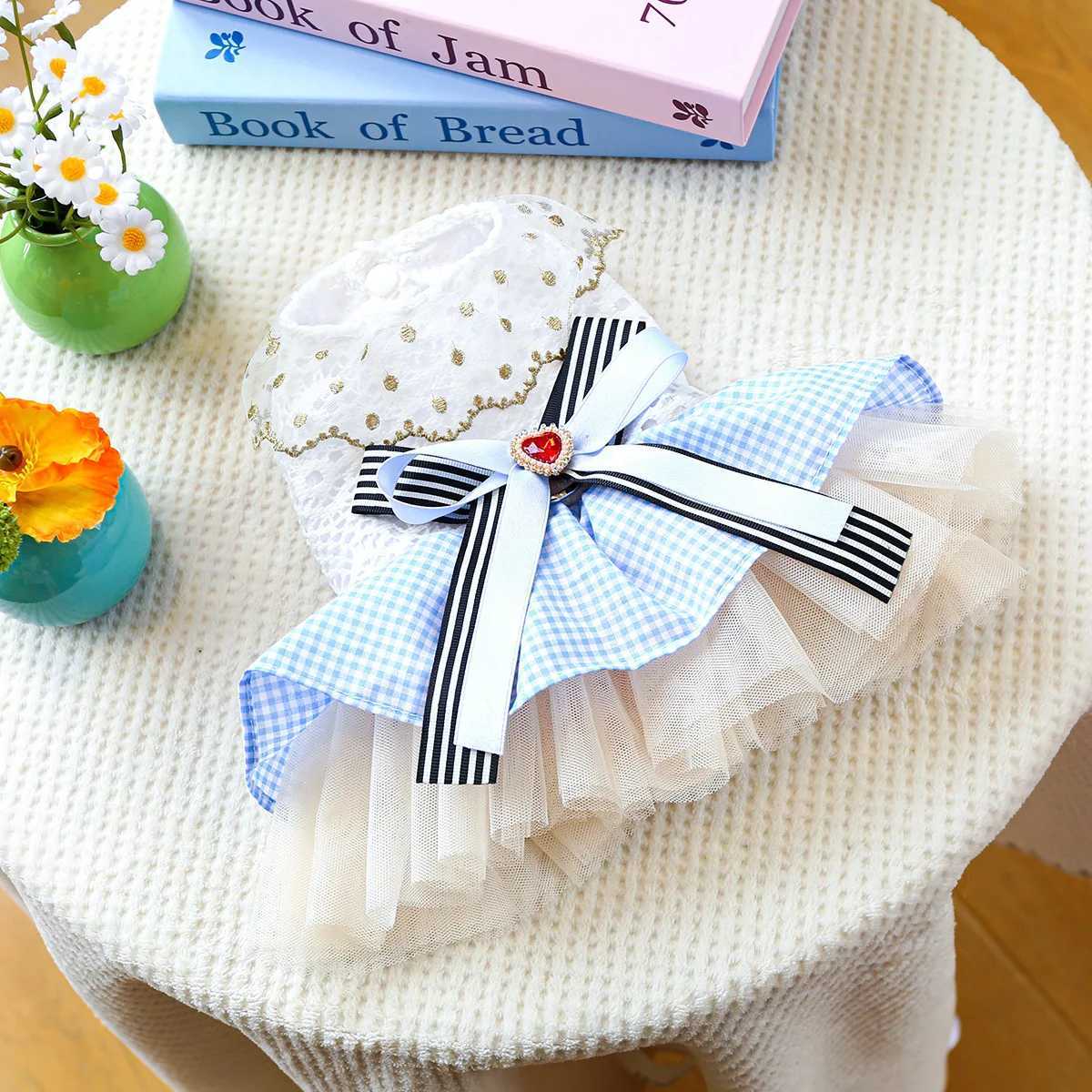 Small Puppy Dog Summer Cute Dress with Know Bot Dog Dress Wedding Party Birthday Dress M251208