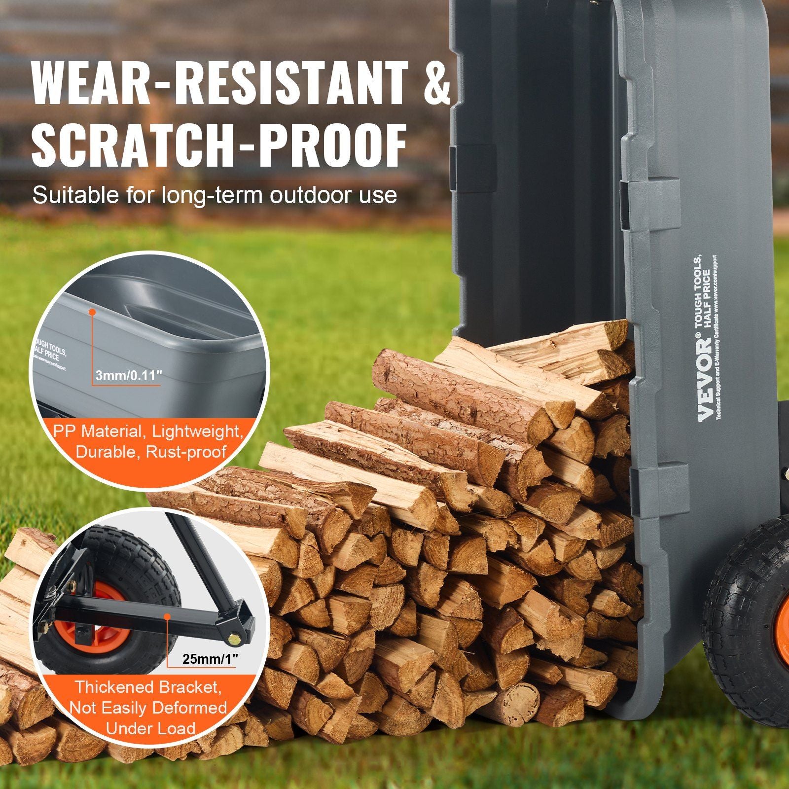 Dump Cart, Poly Garden Dump Cart with Easy to Assemble Steel Frame, Dump Wagon with 2-in-1 Convertible Handle, Utility Wheelbarrow 600 lbs Capacity, 1