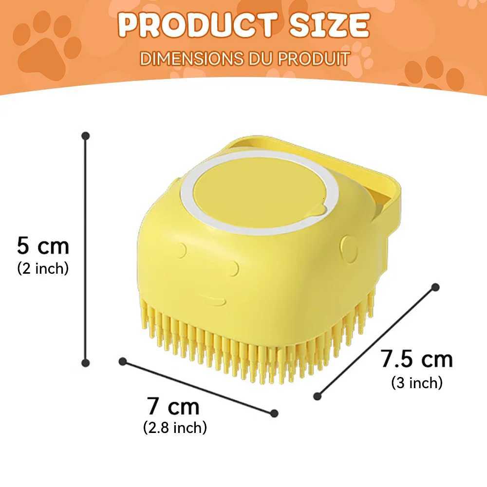 Dog Bathing Brush Pet Massage Brush Shampoo Dispenser Soft Silicone Brush Rubber Bristle for Dogs and Cats Shower Grooming Tool M251208 - view 3