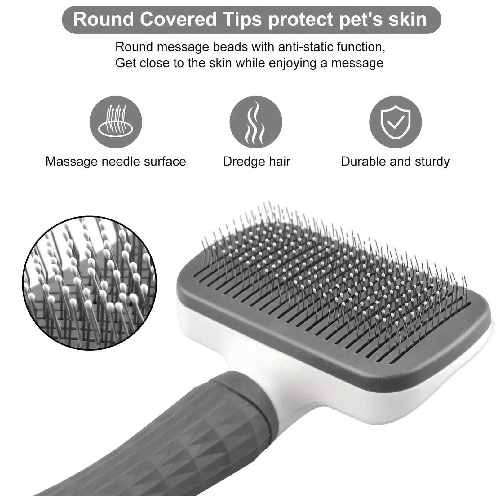 Self-cleaning Pet Hair Remove Comb Cat Slicker Brush Pet Hair Removal Comb For Dogs Cats Grooming Tools Combs Dogs Accessories M251208 - view 6