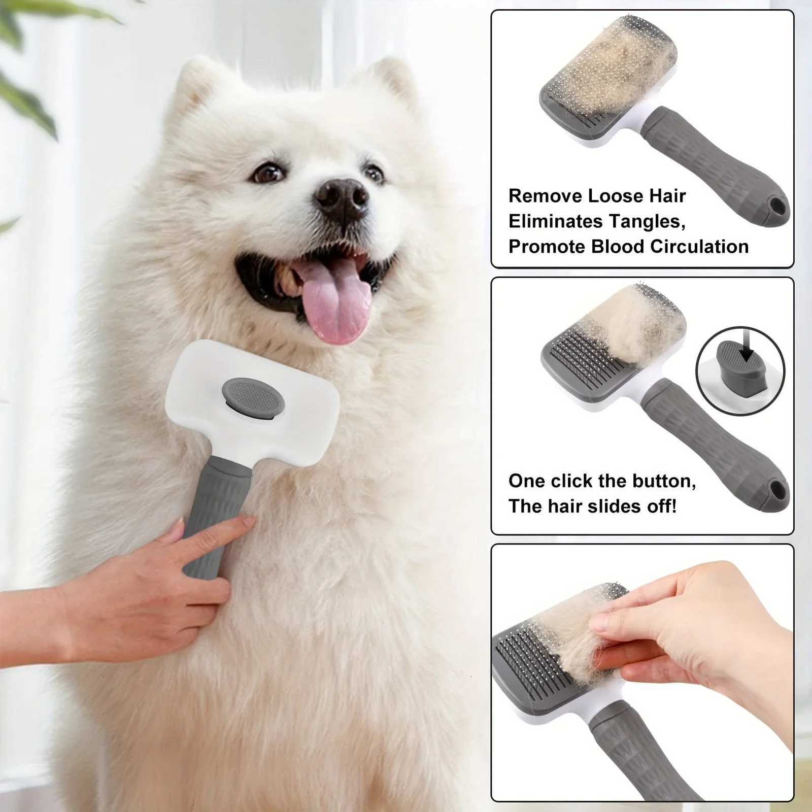 Self-cleaning Pet Hair Remove Comb Cat Slicker Brush Pet Hair Removal Comb For Dogs Cats Grooming Tools Combs Dogs Accessories M251208 - view 5