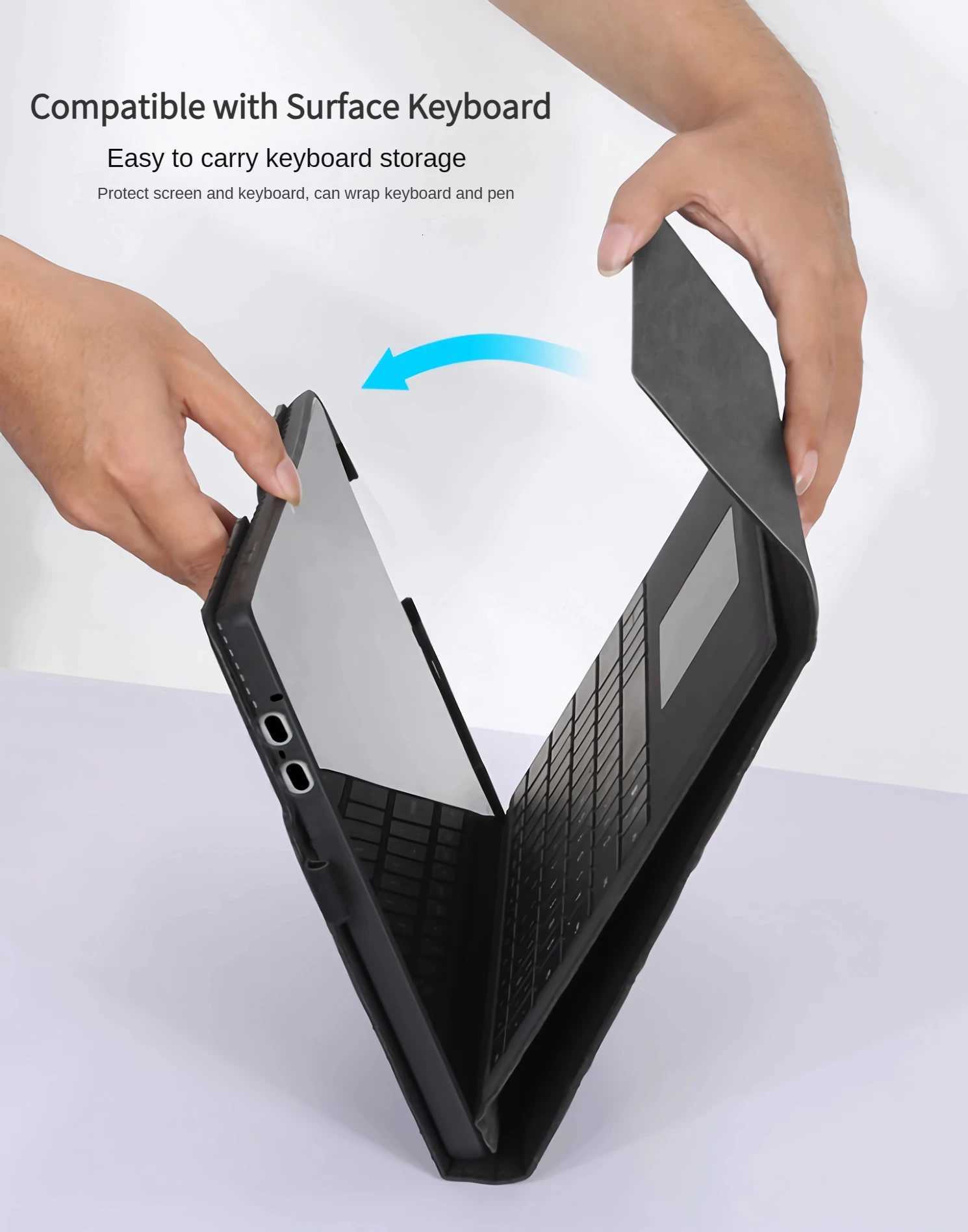 Business Cover for Surface Pro 11/10/9 Portfolio Case 13inch Mtiple Angle Stand Tpu Shell Cpatible with Keyboard C251208