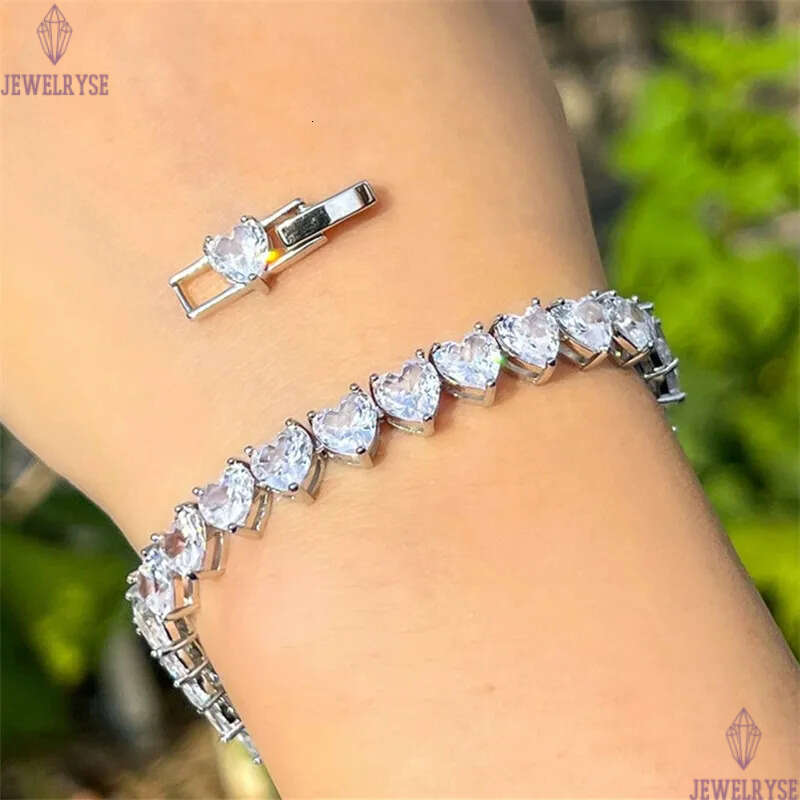classic love heart CZ tennis bracelet designer for woman copper plated chain AAA zirconia silver diamond chains bracelets womens luxury jewelry valent