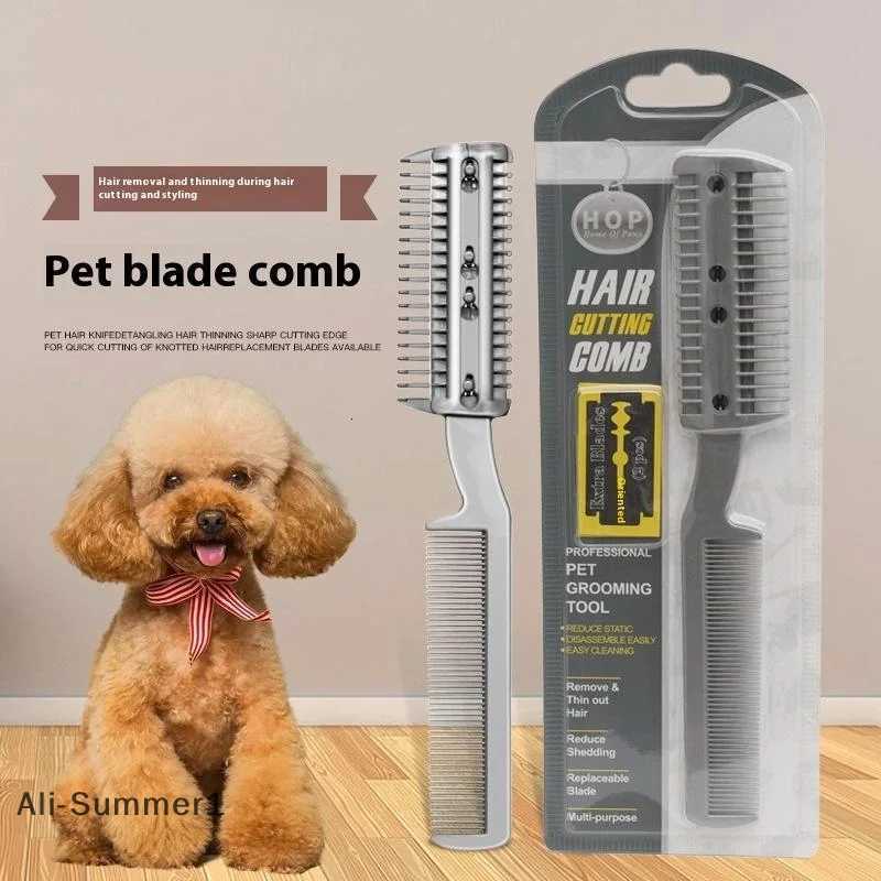 Pet Dog Hair Trimmer Comb Cutting Cut With 2 Blades Grooming Razor Thinning Dog Cat Combs Dog Cat Hair Remover Hair Brush Comb M251208
