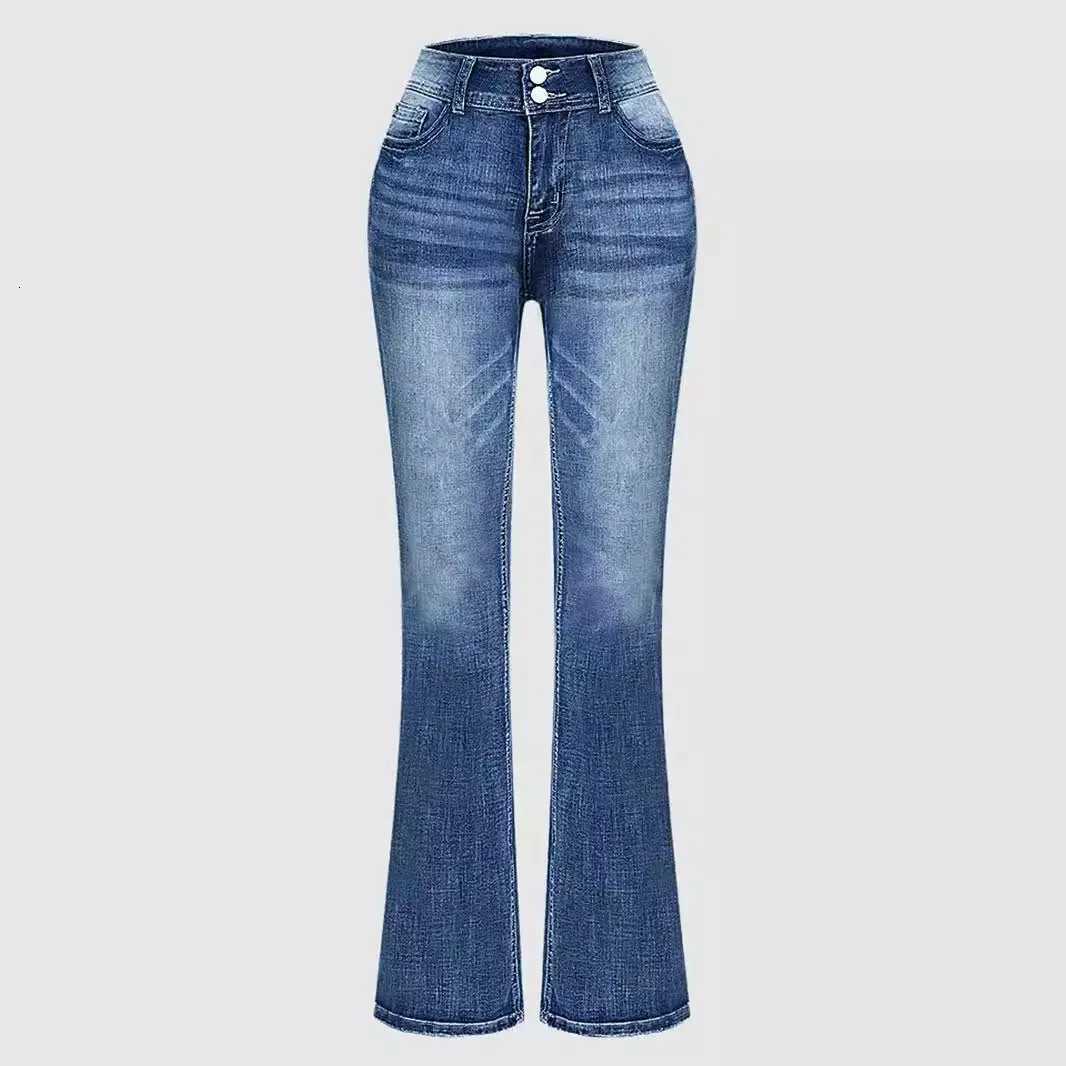 2025 New Womens High Waist Embroidery Boot Cut Jeans Fashion Slim Fit Stretch Denim Flared PantsT251208