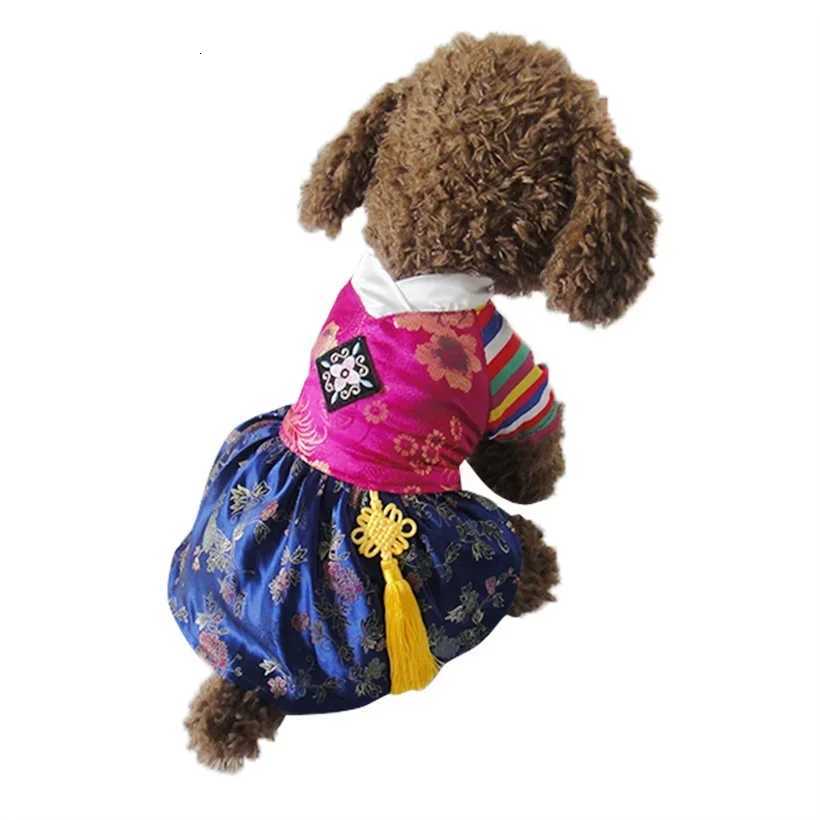 New Korea ClassicTraditional Embroidery Hanbok Style Pet Dogs Dress Small Dogs Cothing Puppy Jacket M251208