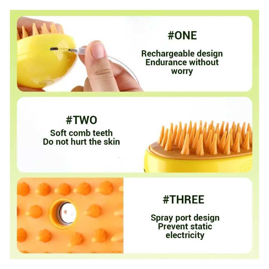 Cat Dog Steamy Brush Steam Brush Electric Sprayer for Massage Pet Grooming tool Shedding 3 in 1 Electric Sprays Massage Combs M251208 - view 4