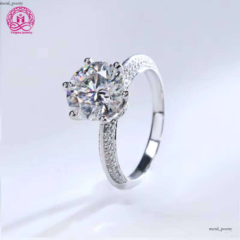 Luxury 9k 10k 14k 18k Engagement High Quality 3 Ct White Gold Round Cut Silicon Stone VVS Moissanite Ring