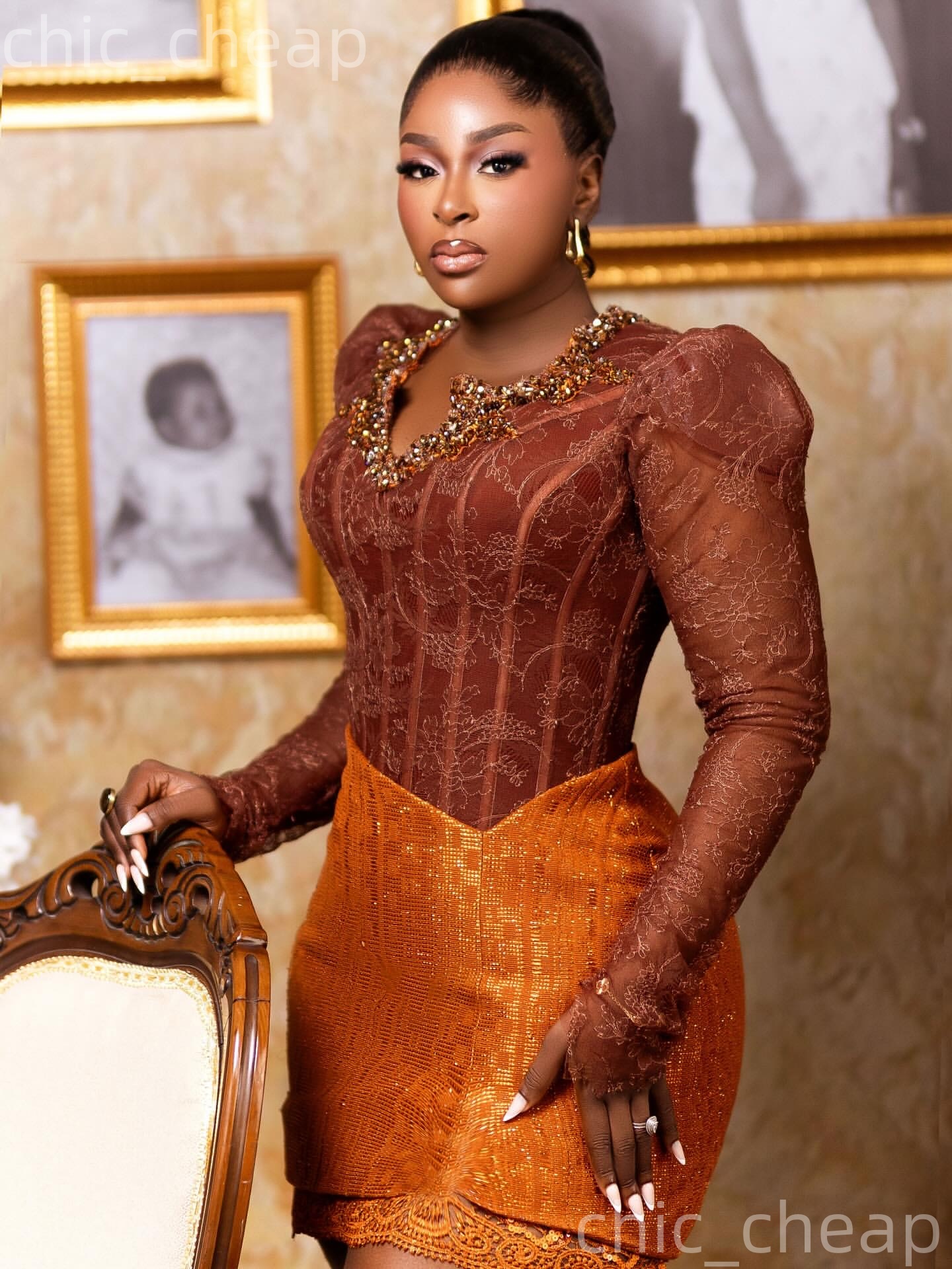 2026 Orange Sheath Cocktail Dress Beaded Crystals Lace Full Sleeves Short Mini Graduation Homecoming Dresses For Special Occasions Sweetheart Gowns ZJ