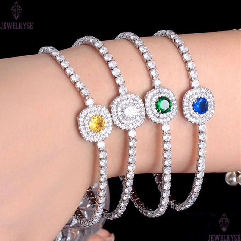luxury diamond womens tennis bracelet designer jewlery white colordul zirconia square flower copper 18k gold silver bracelets bangles for women gift