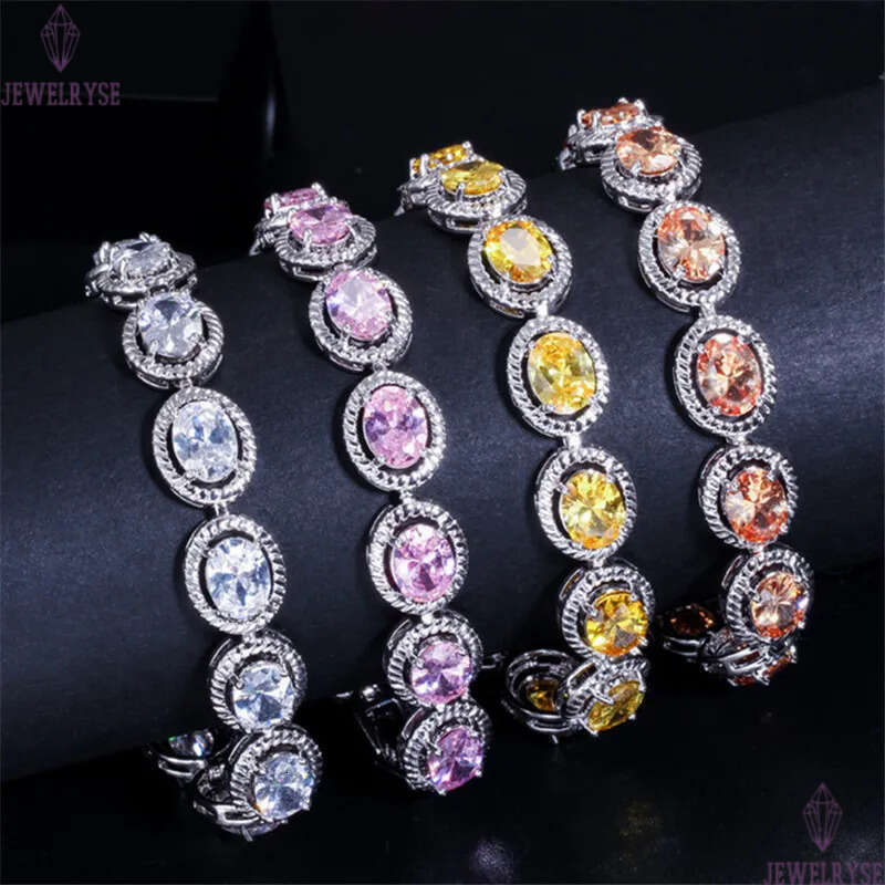 elegant luxury tennis Bracelet for woman pink champagne finish high quality cubic zirconia perfect wedding and engagement accessory charm bracelets gi