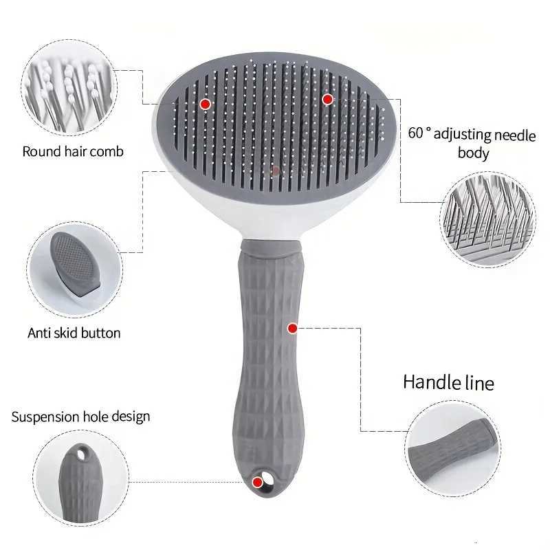 One-Click Pet Hair Removal Comb for Effortless Grooming of Dogs and Cats - Float Hair Removal Slicker Brush with Automatic Funct M251208 - view 3