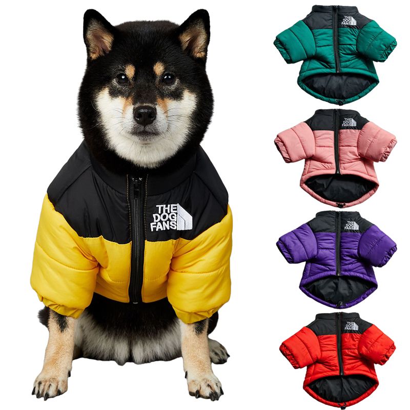 Dog Winter Coat Jacket, 'THE DOG FANS' Embroidery Pattern Dog Clothes with Zipper, Waterproof Windproof Warm Coat, Cold Weather Clothes for Small to Large Dogs 3XL 5XL