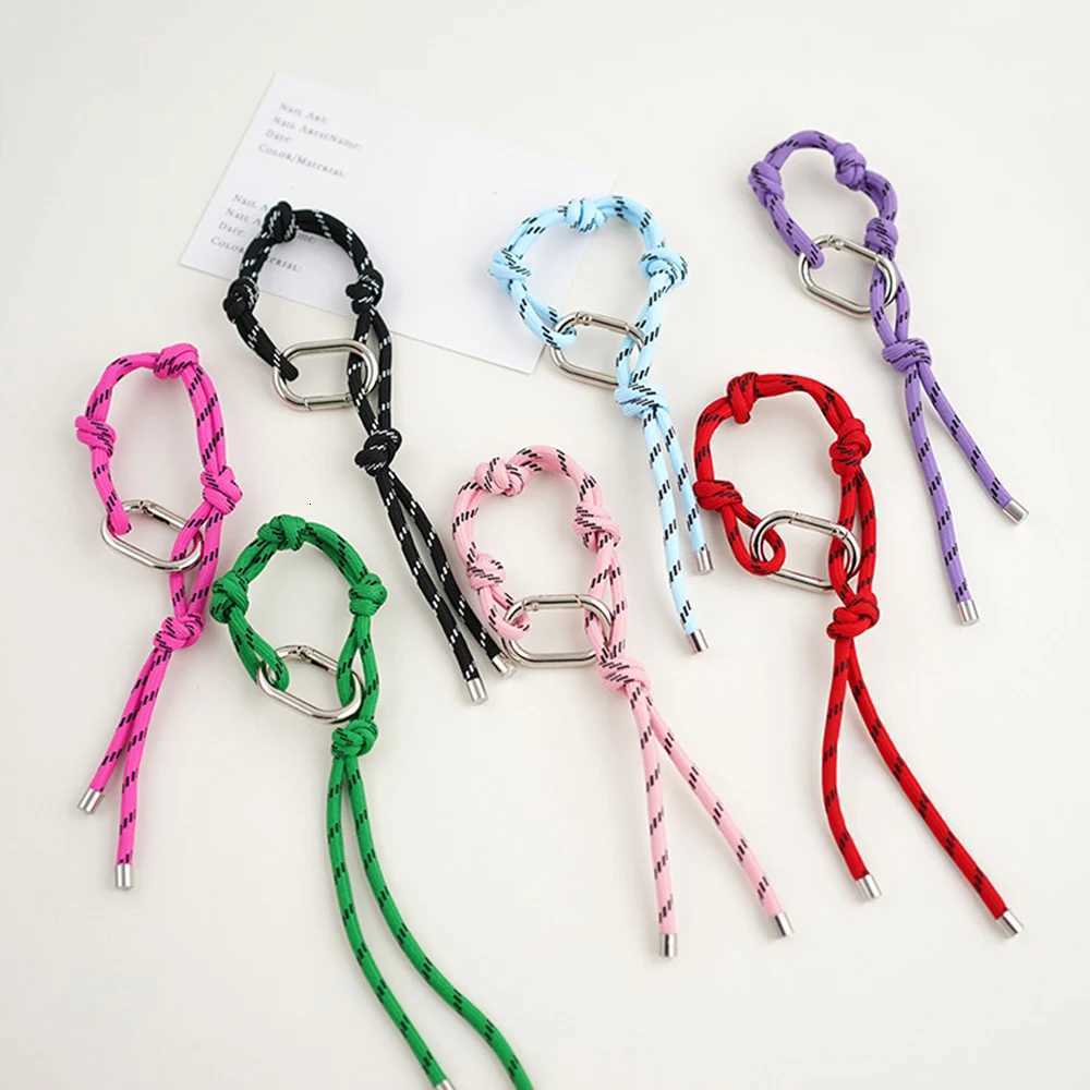 HOT Creative Colorful Braided Lanyard Keychain Anti-Lost Knot Nylon Rope Keyring For Women Men Car Bag Pendant Accessories GiftsXJ251208 - view 6