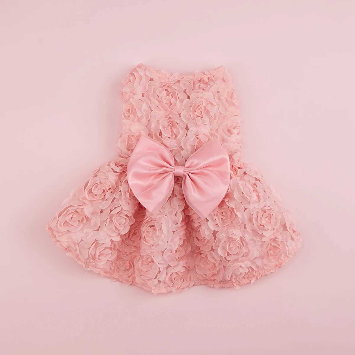 Dog Princess Dress Embroidered Flower Pet Pink Bowknot Princess Clothes Puppy Pet Spring Summer Dresses M251208