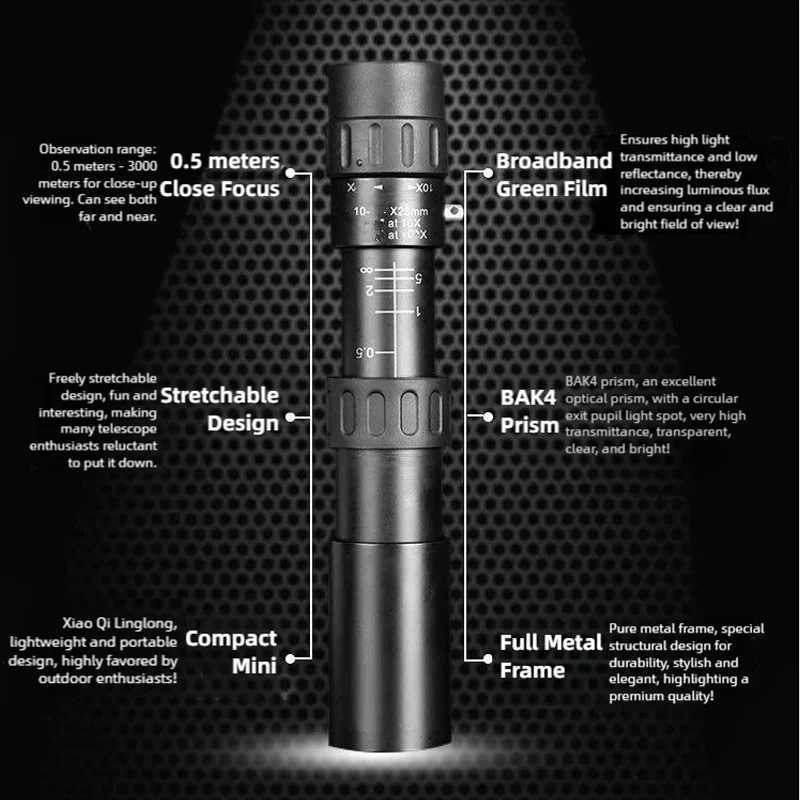 TINSOLNew 10-300X Scalable Long Range For Photography Portable Night Vision Zo Telescope For Travel Monocar Telescope C251208