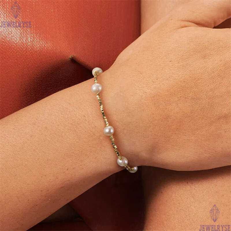 luxury 5mm natural pearl bracelet designer woman charm 14k gold bracelets s925 sterling silver chains womens jewelry 16.5cm birthday friend valentines