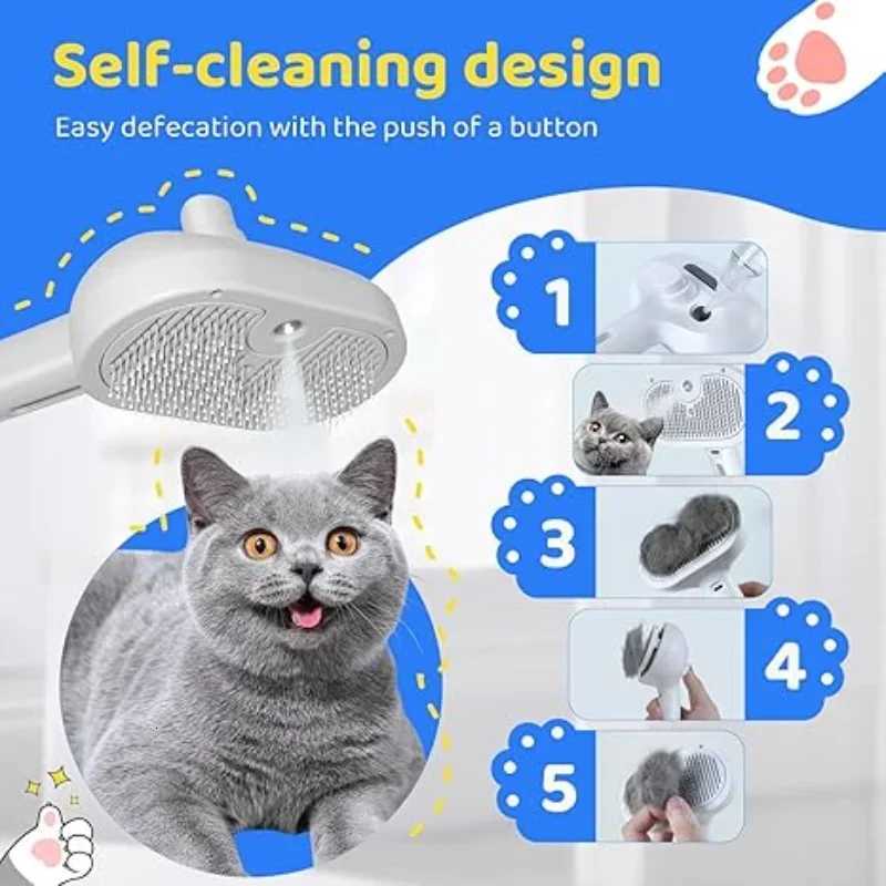 3-in-1 Dog Hair Brush Cat Hair Brush Electric Pet Cleaning Brush Steam Spray Brush Massage Hair Removal Comb anti-Tangle Brush M251208 - view 7