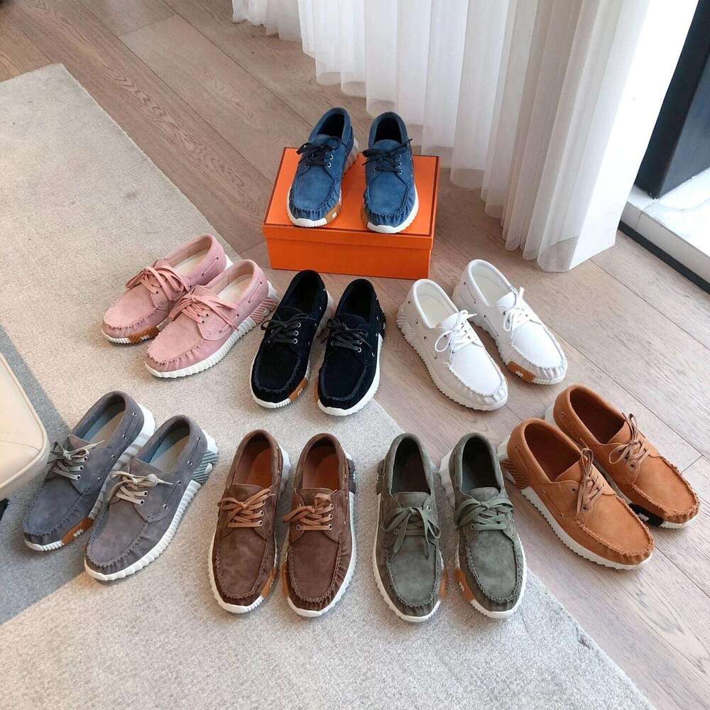 Luxury Unisex Ketch Sneaker Shoes suede goatskin leather Slip-on lightweight running sports trainers classic shoes high quality women mens kelly dress loafers