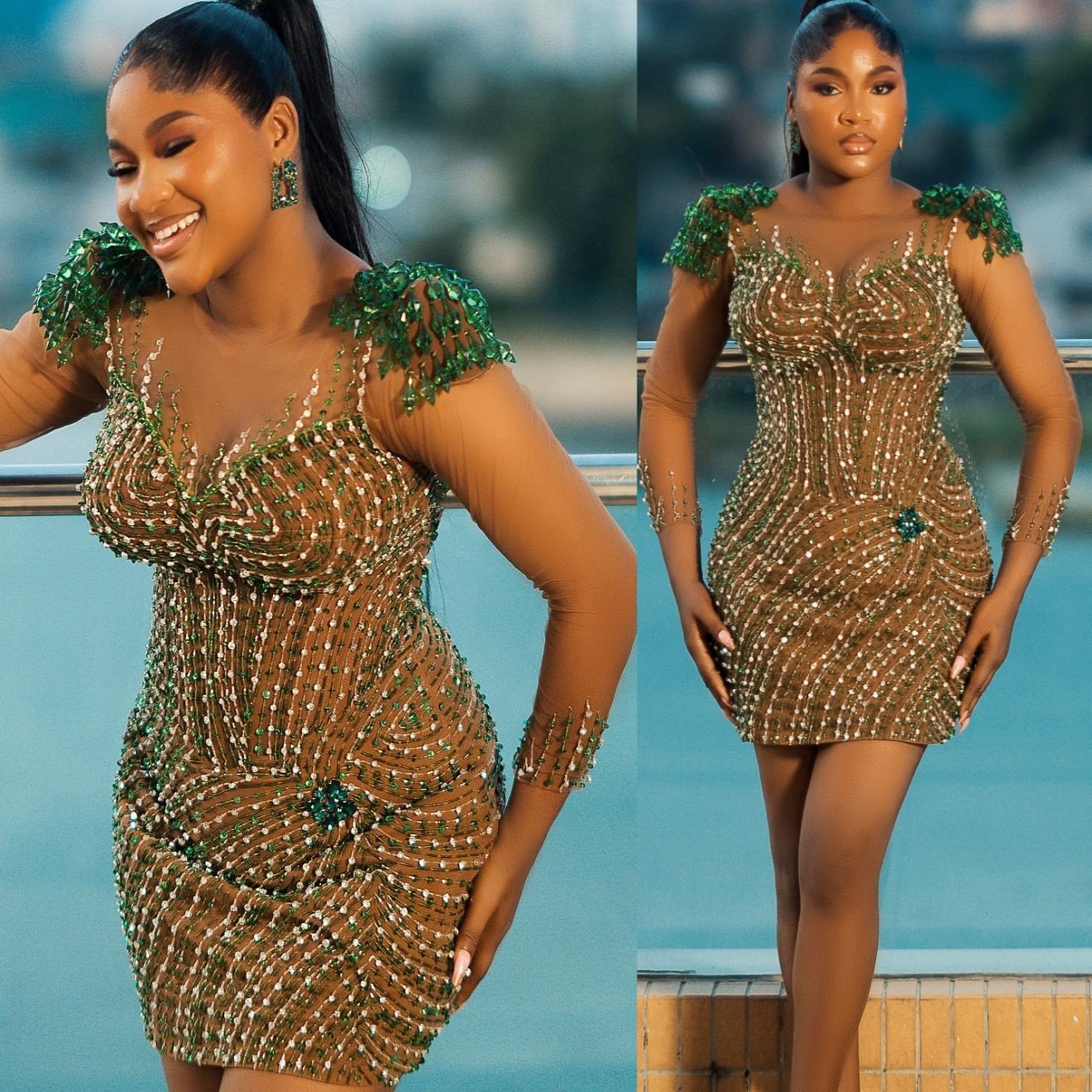 2026 Green Sheath Cocktail Dress Illusion Beaded Crystals Sheer Neck Short Mini Graduation Homecoming Dresses For Special Occasions Sweetheart Gowns Z