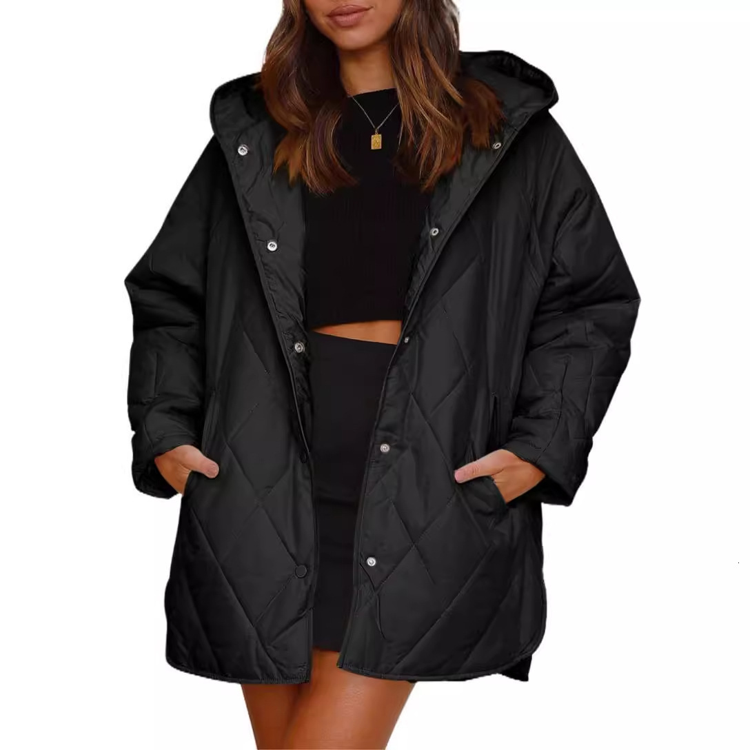 ins2025 Womens Winter Coat Casual Diamond Quilted Hooded Lightweight Jacket for Women 231031
