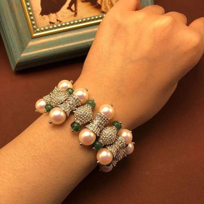 NISHIZAWA Pearls Earrings For Women Inlaid Rhinestones Palace Style Vintage Jewelry Luxury Hyperbole Elegant Aretes De Mujer