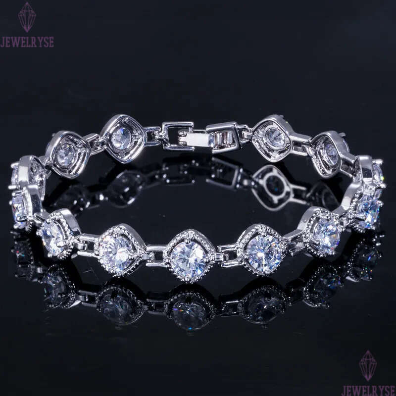 Charm bracelet AAA cubic zirconia bracelets white ruby purple green emerald copper crysatal silver bangles jewelry for Teen girls women gift