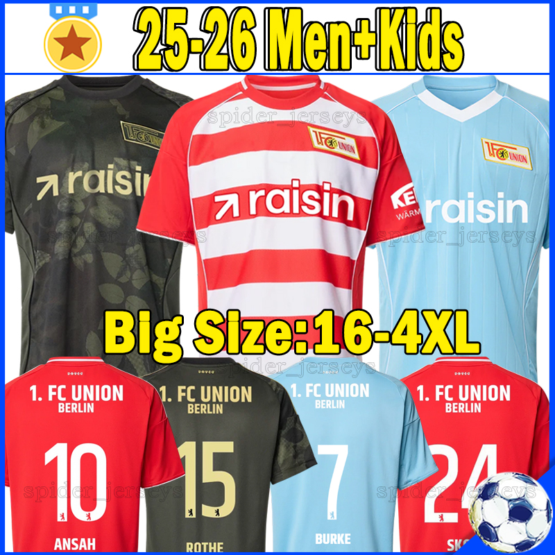 XXXL 4XL 25 26 Union Berlin Soccer Jerseys SKARKE DOEKHI LJUBICIC BURKE ILIC ANSAH ROTHE Football Shirts 2025 2026 SCHAFER HABERER KHEDIRA SKOV Men Uniforms kids kits