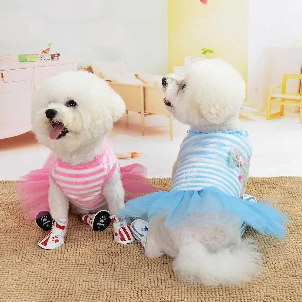 Funny Dog Clothes Fashion Small Dog Wedding Dress Skirt Puppy Clothing Pet Clothes Striped Flannel Dog Dress Princess Dress M251208
