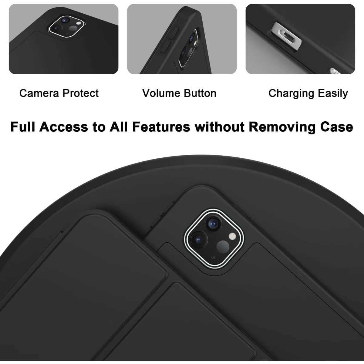 iPad Pro 11 Inch Case M4 2024 5th Gen Model A2836/A2837/A3006 Trifold Stand Smart Cover with Pencil Holder Soft TPU Back C251208