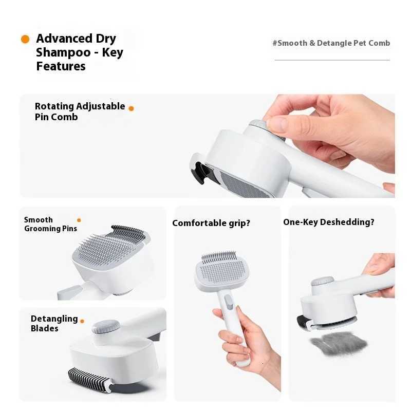 Pet Grooming Brush for Cats Dogs - Detangling Comb Deshedding Tool for Shedding Control and Coat Smoothing M251208 - view 4