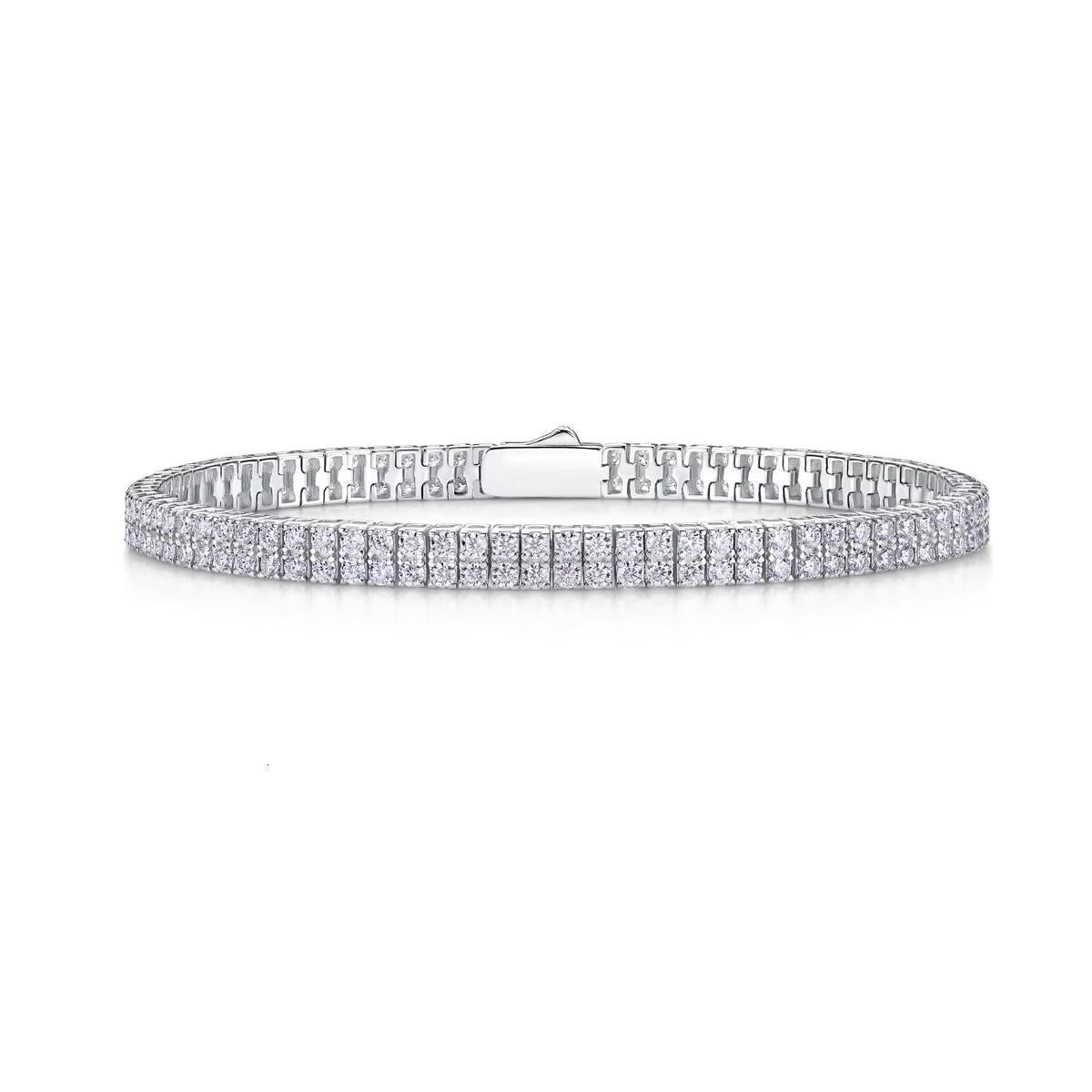 30mm Double Row Moissanite Tennis Bracelet S925 Silver Plated 18K Gold Sparkling Jewelry for Women Certified Tennis Bracelet