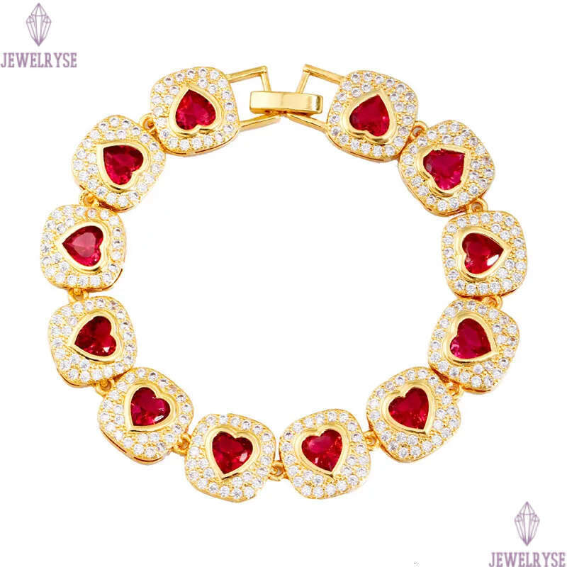 top luxury heart diamond tennis bracelet designer for woman love 18k gold couple bracelets chain pink blue AAA CZ bangles womens hip hop jewelry valen