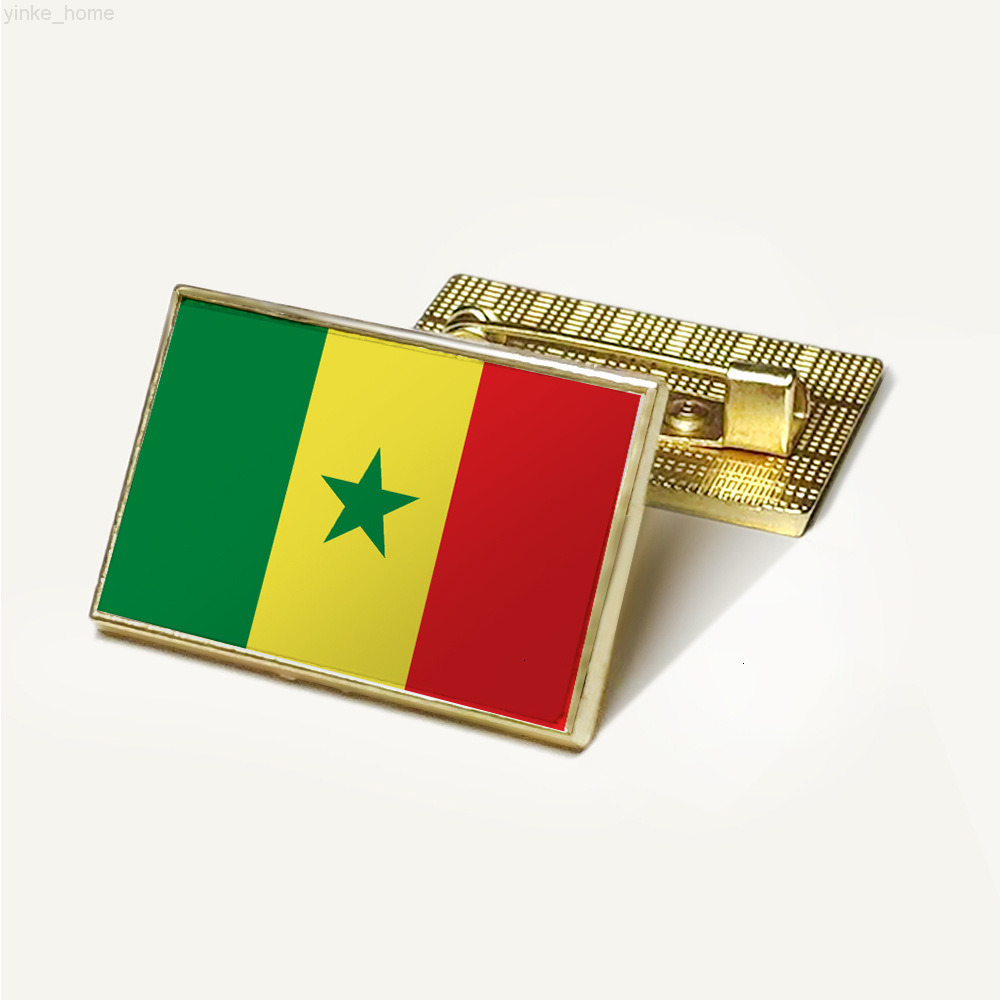 Senegal Flag Brooch Badge Flag Rectangular National Flag Laple Pins