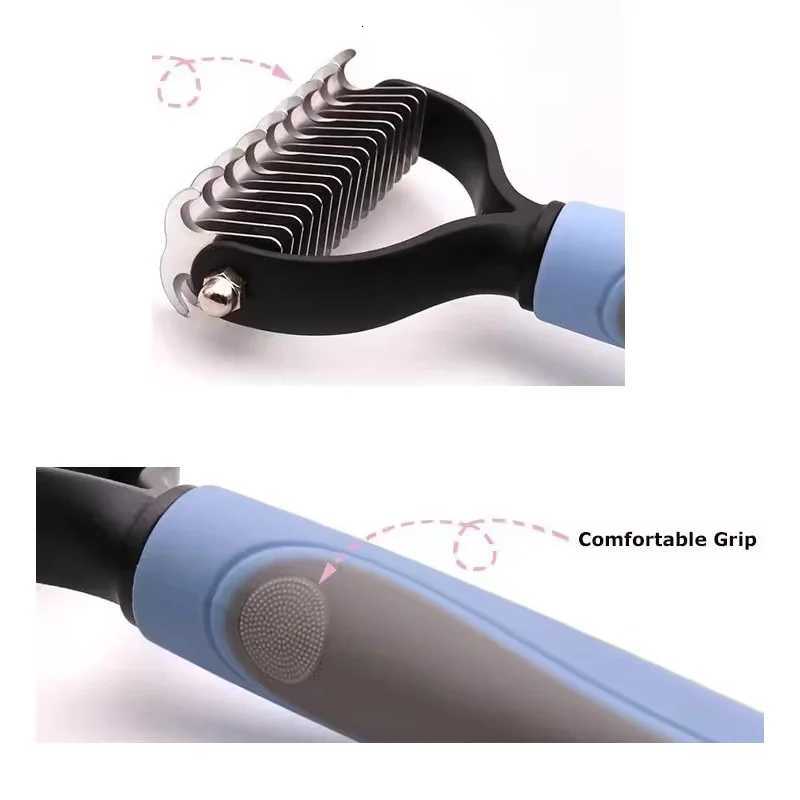 Professional Pet Deshedding Brush 2 Sided Dematting Dog And Cat Hair Remover Pet Hair Knot Cutter Dogs Grooming Shedding Supplie M251208 - view 6