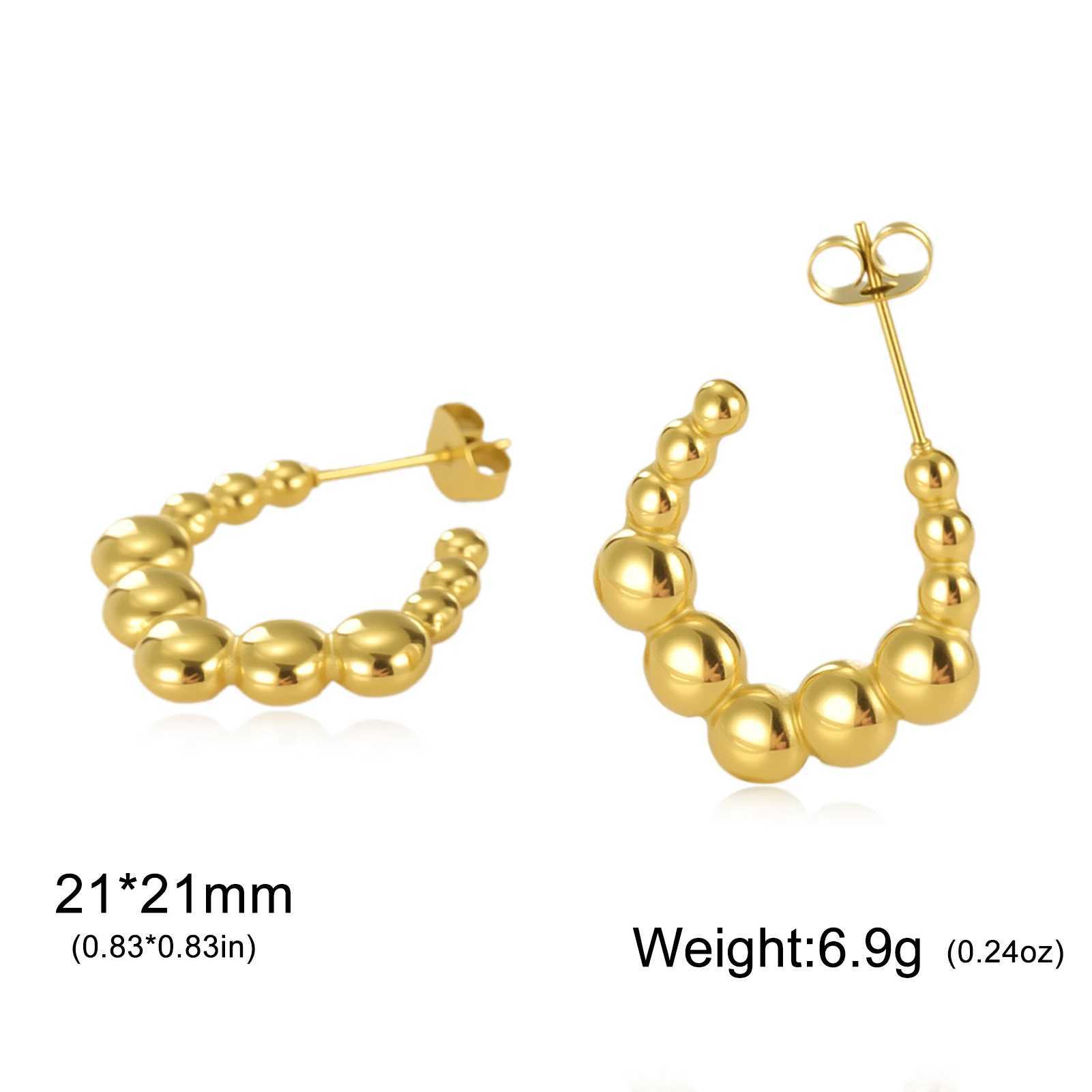 Cazador Geometric Beads Womens Earrings Gold Color Trendy Waterproof Earrings Stainless Steel Jewelry 2025 Party Wedding Gifts J251208
