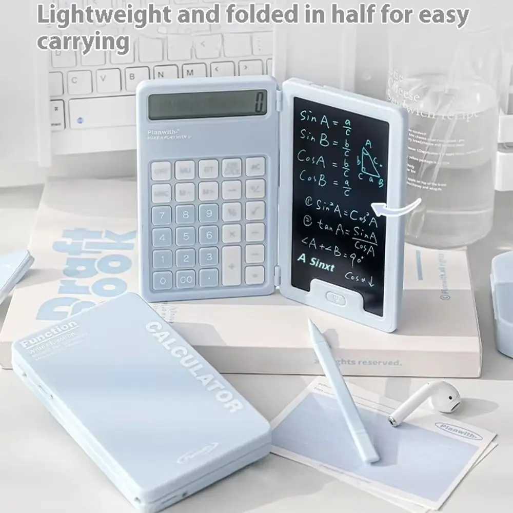 Cute Foldable Calcator Portable LCD Display Mini Finance Calcator Practical LCD Notepad Student Calcator School Stationery H251208