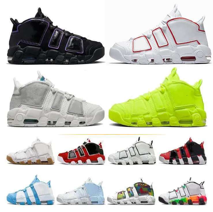 Basketball Shoes Men Women More Uptempos 96 Total Scottie Pippen White Varsity Red Green Black Bulls Blue Designer Trainers Sneakers